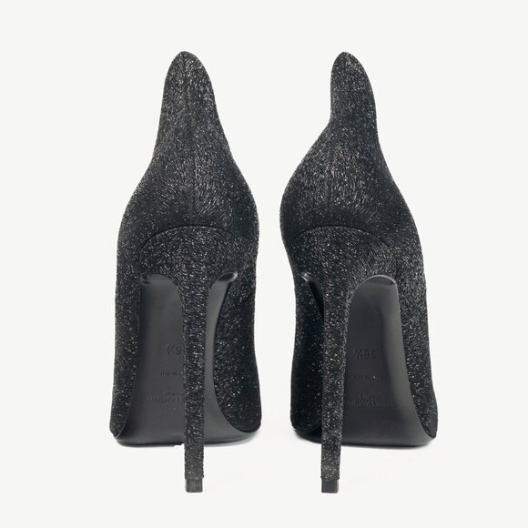 Saint Laurent Thorn Black Sparkle High-Counter Pointed-Toe Pumps - Picture 3 of 10